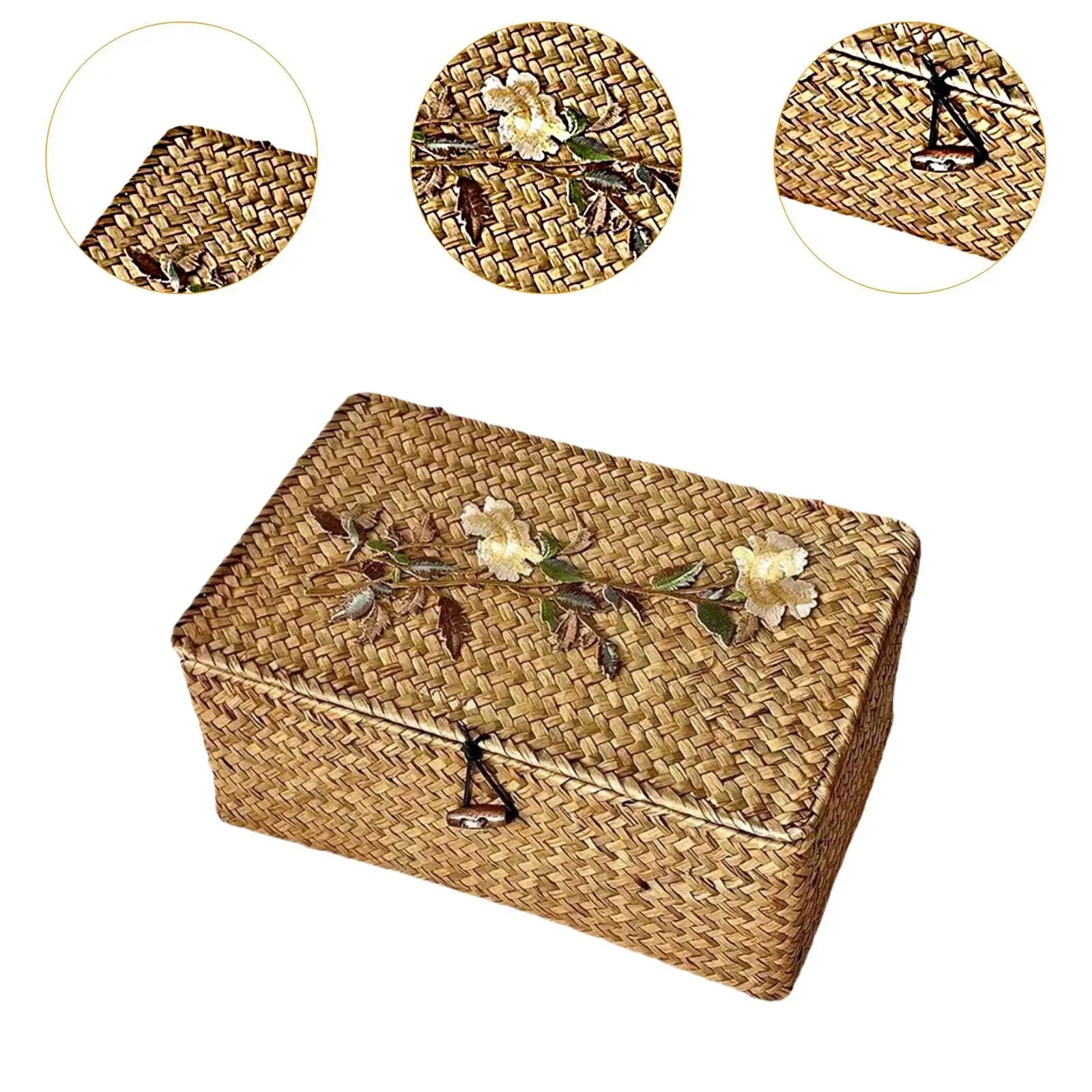 Woven Storage Basket Creative Lightweight Multipurpose Handcrafted Gift Box for Tabletop Toilet Living Room Wardrobe Bathroom