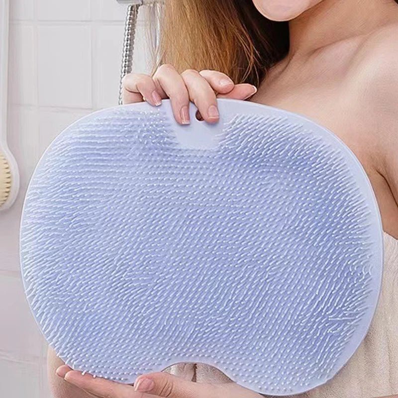 Exfoliating Shower Massage Mat Non-Slip Bath Scrub Pad Foot Wash Pad Bathroom Wall Mounted Mat Rub Back Sucker Brushes Pad