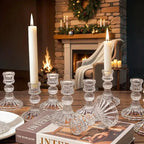 Candle Holders Retro Transparent Glass Candle Holders Suitable For Pillar Candles, Weddings, Holiday Parties Decoration