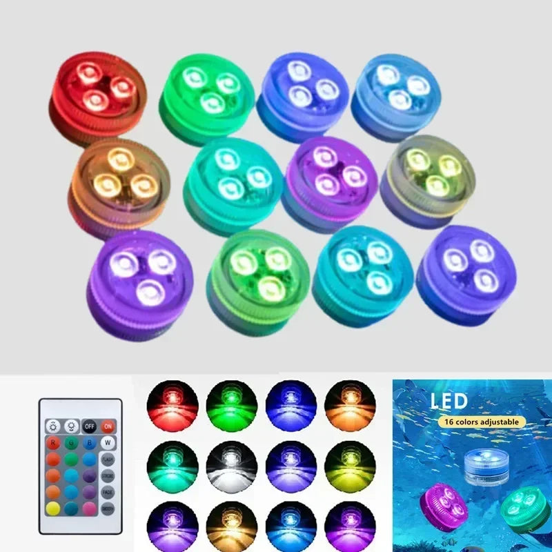 3 LED Underwater Light Remote Control Submersible With Battery RGB Night Light For Fish Tank Swimming Pool Wedding Party Lamp