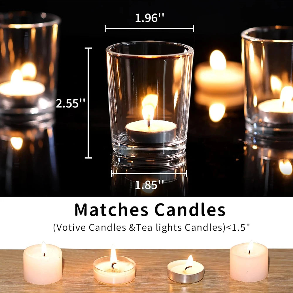 Votive Candle Holders Set of 12 - Glass Votives Holder Clear Floating Tealight Candle Holder Bulk for Table Centerpieces Wedding