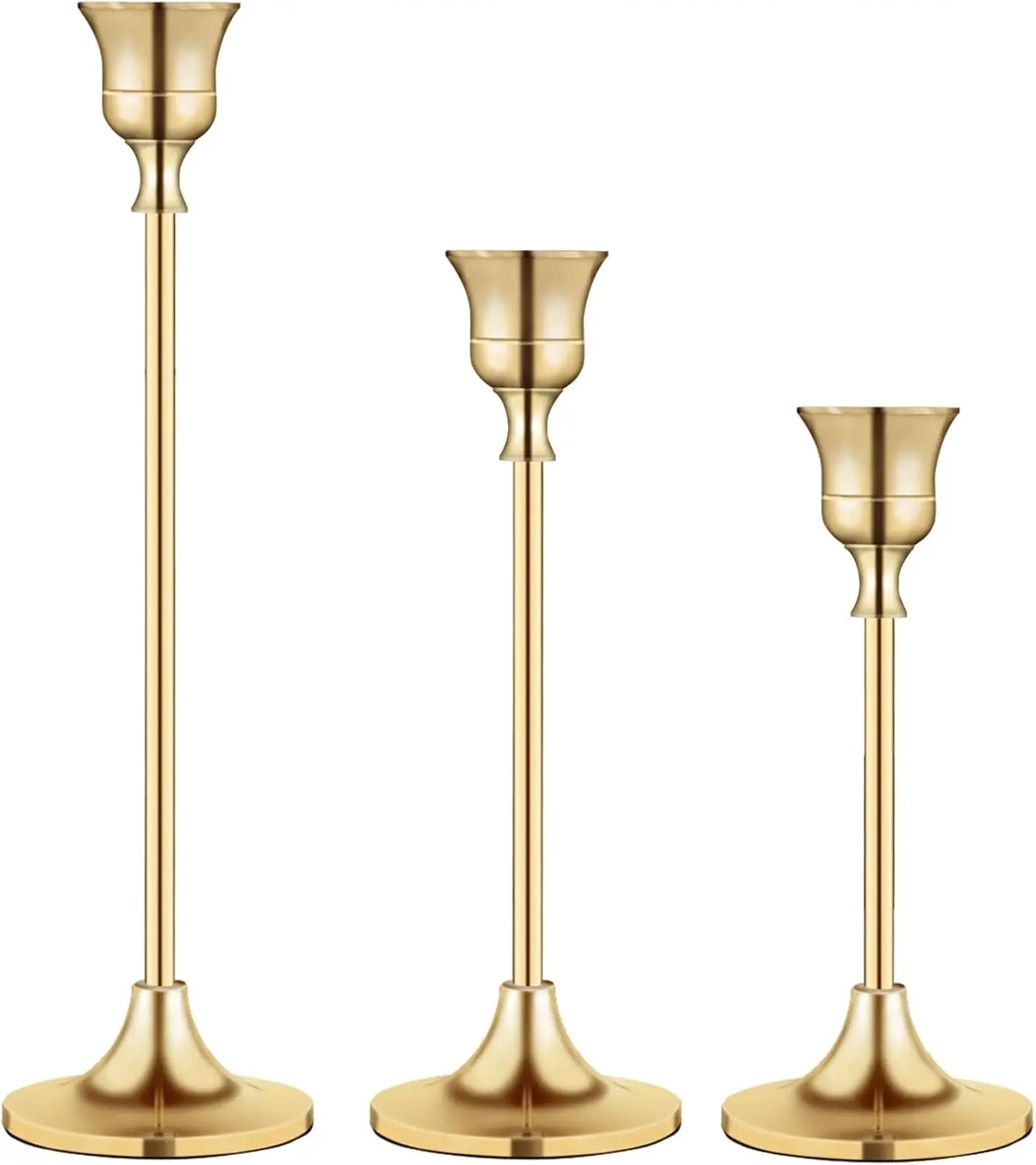 Brass Gold Candlestick Holders Taper Candle Holders Set of 3 Vintage Decor for Wedding Dinning Party