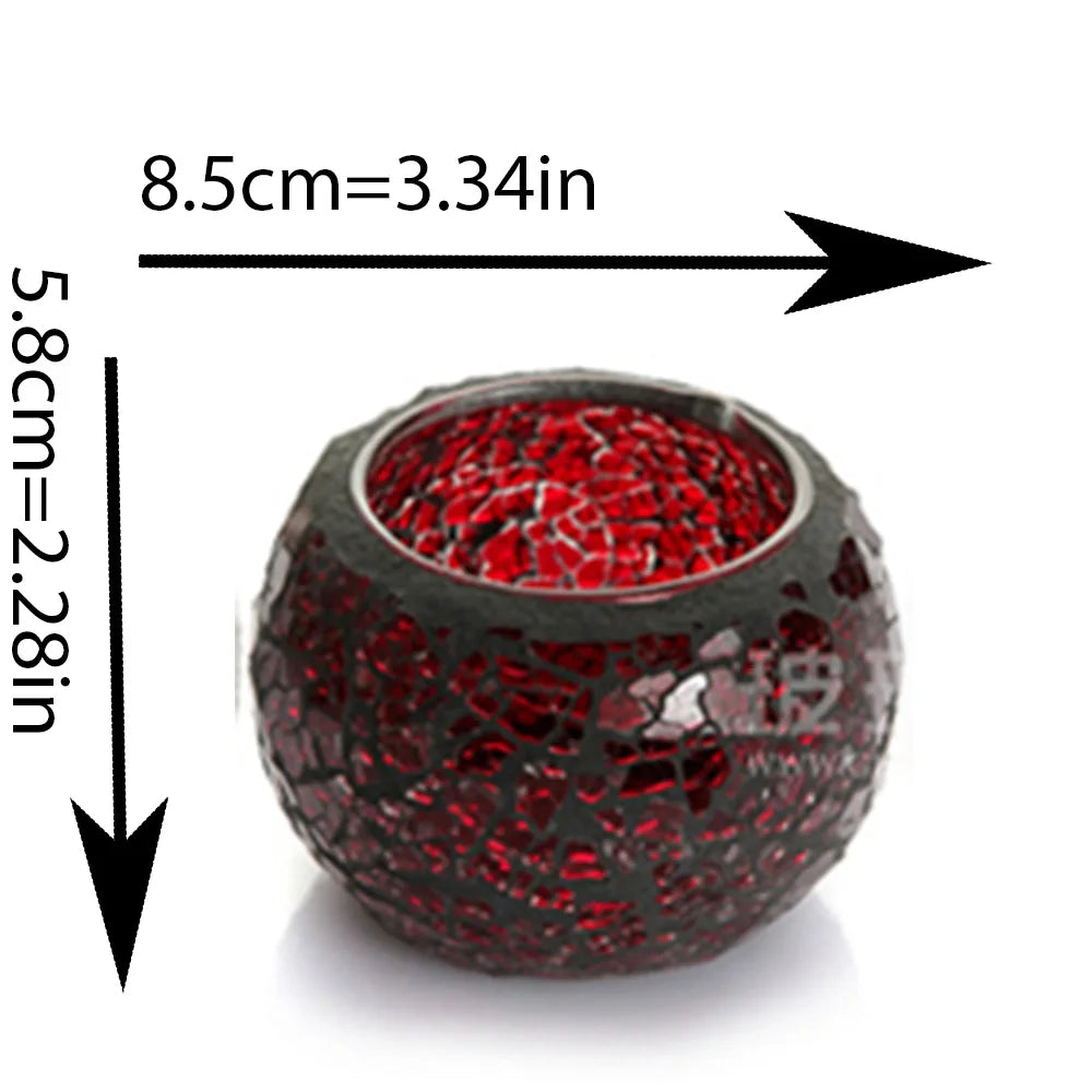 1 Piece Moroccan Style Candle Holder Glass Handmade Patch Romantic Candlelight Dinner Bar Home Restaurant Decoration Ornaments