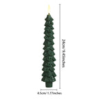 4pcs Christmas Tree LED Flameless Taper Candles, Flickering Christmas LED Taper Candles Light Battery Operated