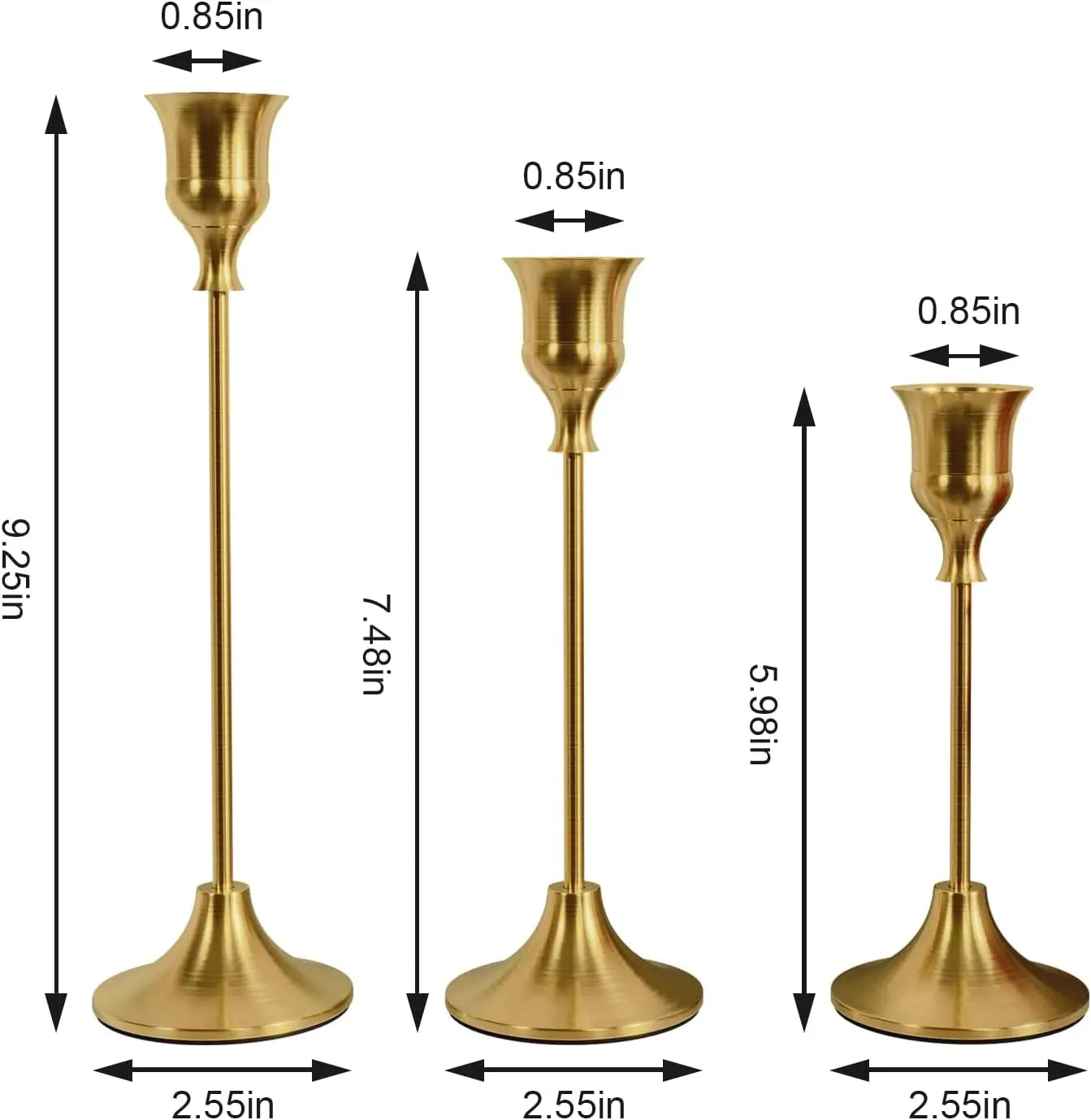 Brass Gold Candlestick Holders Taper Candle Holders Set of 3 Vintage Decor for Wedding Dinning Party