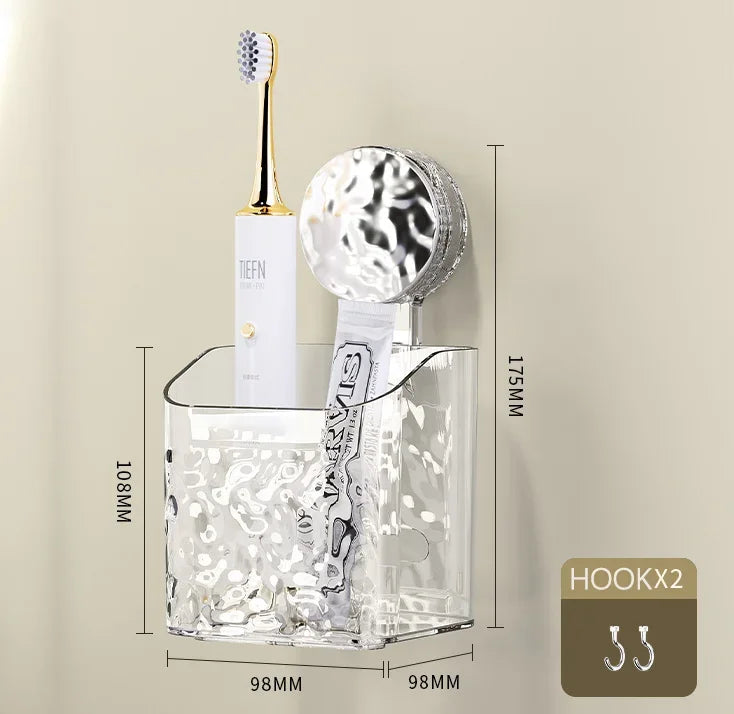 Bathroom Suction Cups Shelves Kitchen Bathroom Plastic Wall Sink Washstand Suction Cup Storage Box Organizer for Cosmetic