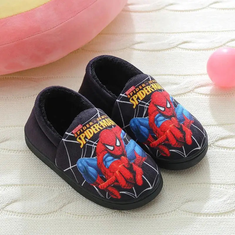 Cartoon Spider-Man Cotton Slippers for Kids – Unisex Winter House Shoes