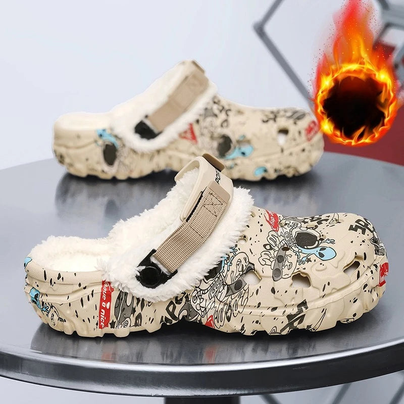 Warm Winter Slippers for Men Short Plush Cotton House Shoes Non-Slip Comfortable Indoor Outdoor Soft Cozy Home Footwear Size 47