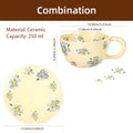 Ceramic Mugs Coffee Cups Hand Pinched Irregular Flower Milk Tea Cup with Plate Ins Style Drinkware Breakfast Mug Kitchen