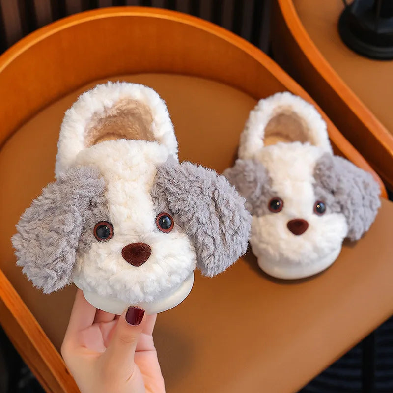 Cute Puppy Dog Slippers for Girls and Boys – All-Season Anti-Slip House Shoes