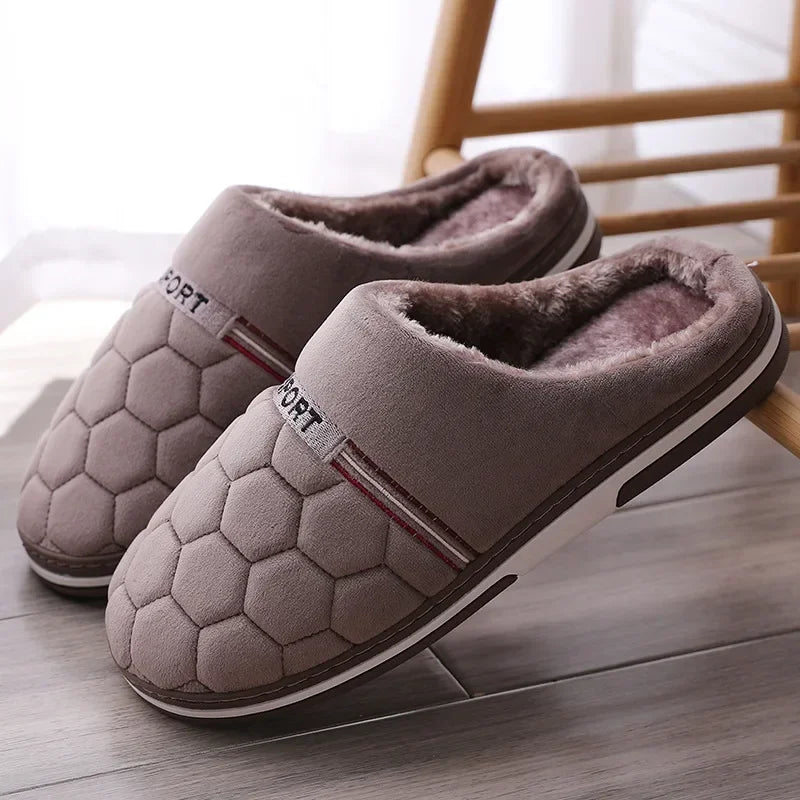 Men’s Slide-On Winter Slippers – Big Size, Warm & Plush
