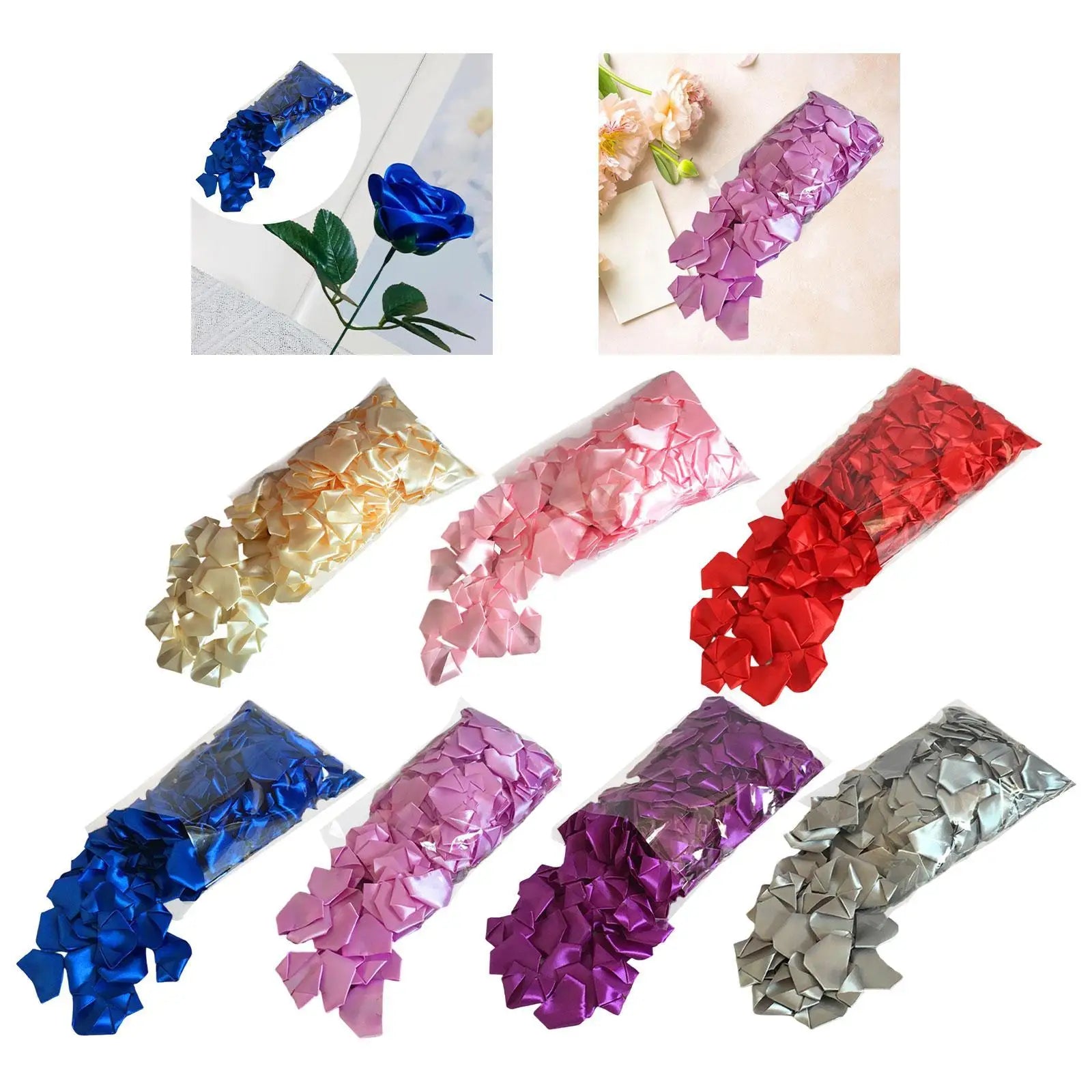 234 Pieces Premade Satin Ribbon Rose Petals Everlasting Floral Bouquets Creative Handmade Decor DIY Crafts for Party Birthday