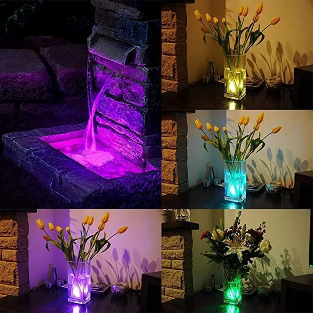 Submersible LED Lights Waterproof RGB Underwater Light For Wedding Tea Light Hot Tub Pond Pool Bathtub Aquarium Party Vase Decor