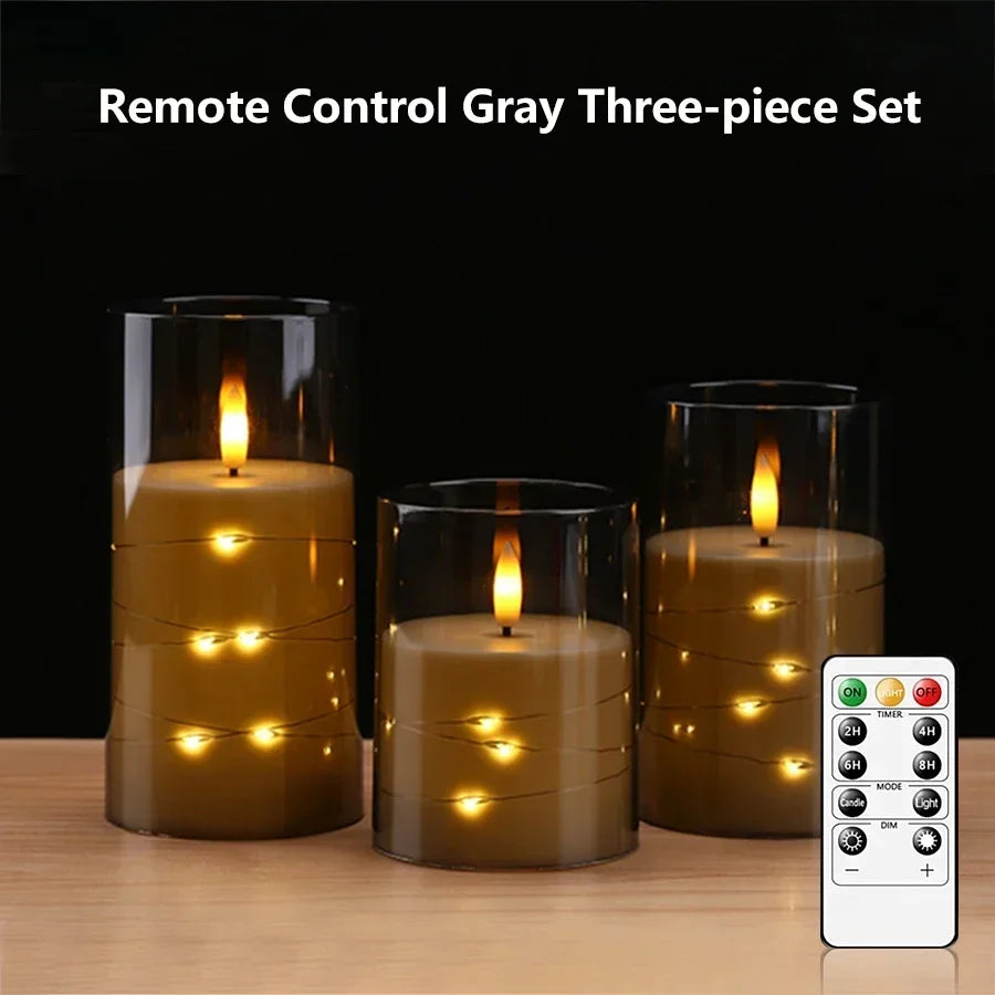 Flameless Led Candles 3 Pack with Remote Control AA Battery Powered Timmer Function Fairy Lights Pillar Candle Light Romantic