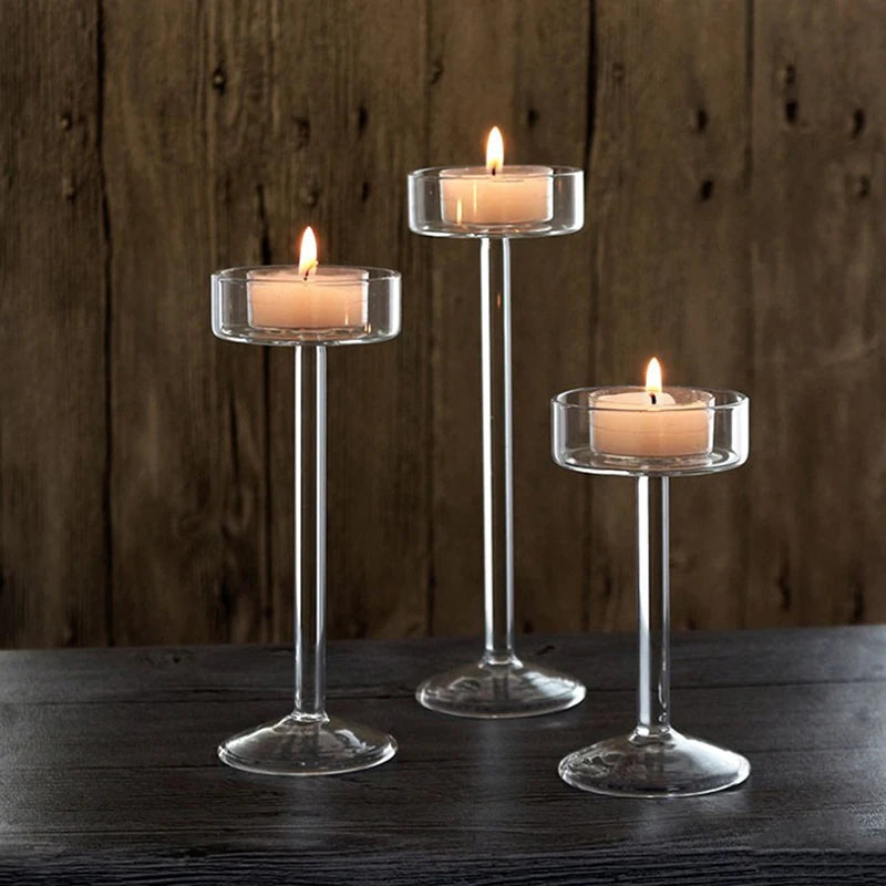 Tall Glass Candle Holder Transparent Candlestick Holder Stand Table Centerpiece For Home Bedroom Wedding Party Romantic Dinner
