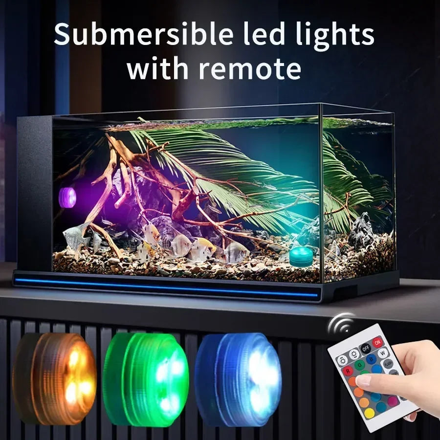Submersible LED Lights with Remote Control RGB Changing Underwater Light Small Led Candle Light for Pool Party Wedding Decor