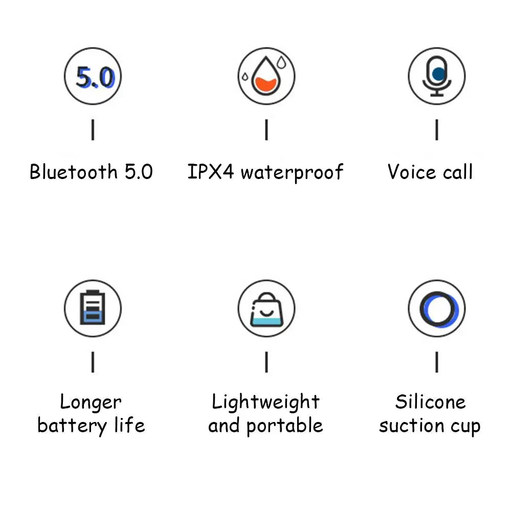 Bathroom Waterproof Bluetooth5.0 Speaker Mini Sucker Shower Listening Music Wireless Portable Speaker Outdoor Gift Cute Stickers