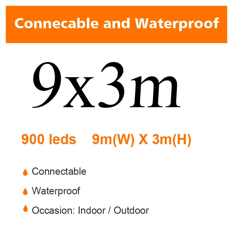 LED Fairy String Lights Outdoor Waterproof Waterfall Street Garland Curtain Lights For Patio Christmas Wedding Party Decoration