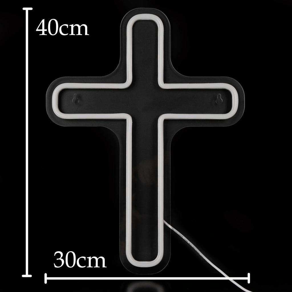 Baptism Cross Neon Sign Led Cross Shaped Light for Baptism Christening Decoration First Communion Good Friday