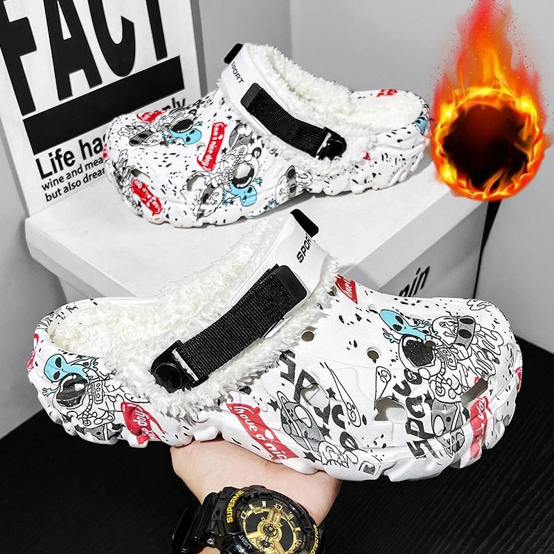 Warm Winter Slippers for Men Short Plush Cotton House Shoes Non-Slip Comfortable Indoor Outdoor Soft Cozy Home Footwear Size 47