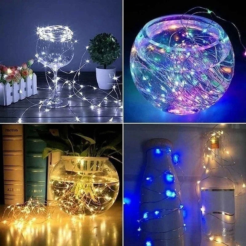 LED Fairy Lights String Button Battery Light Home Decoration Living Bedroom Garden Christmas Wedding New Year Ornament Garland