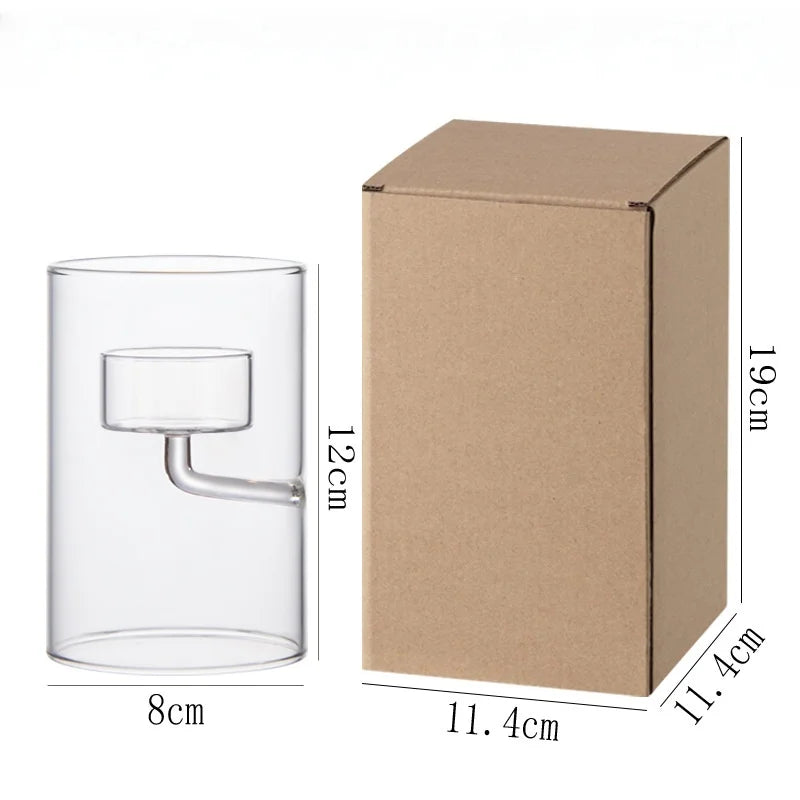 Glass Candle Holder Cylinder Hurricane Candleholder Artistic Tealight Containers for Wedding Party Desktop Room Home Decorations