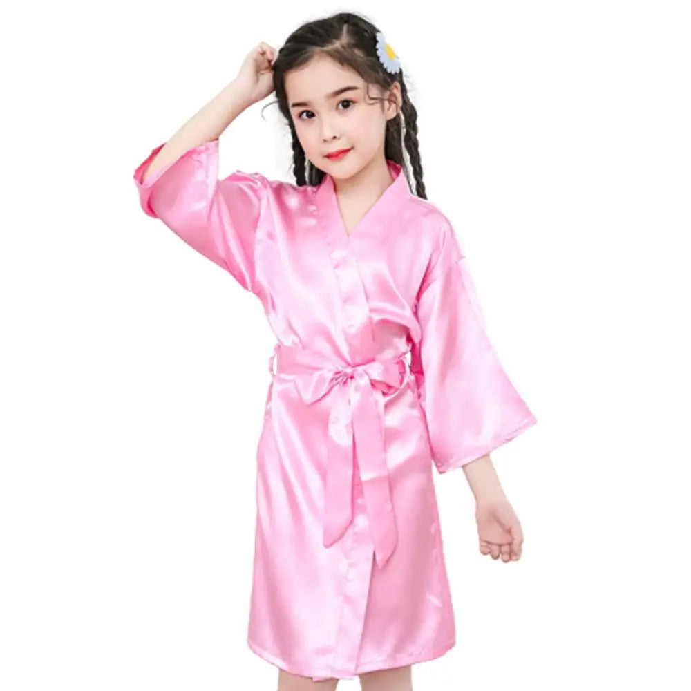 Kids Bathrobe Girls Silk Robe Satin Robe Children Satin Sleepwear Dressing Gown Summer Sleepwear Boys Girls Pajamas Bath Robe