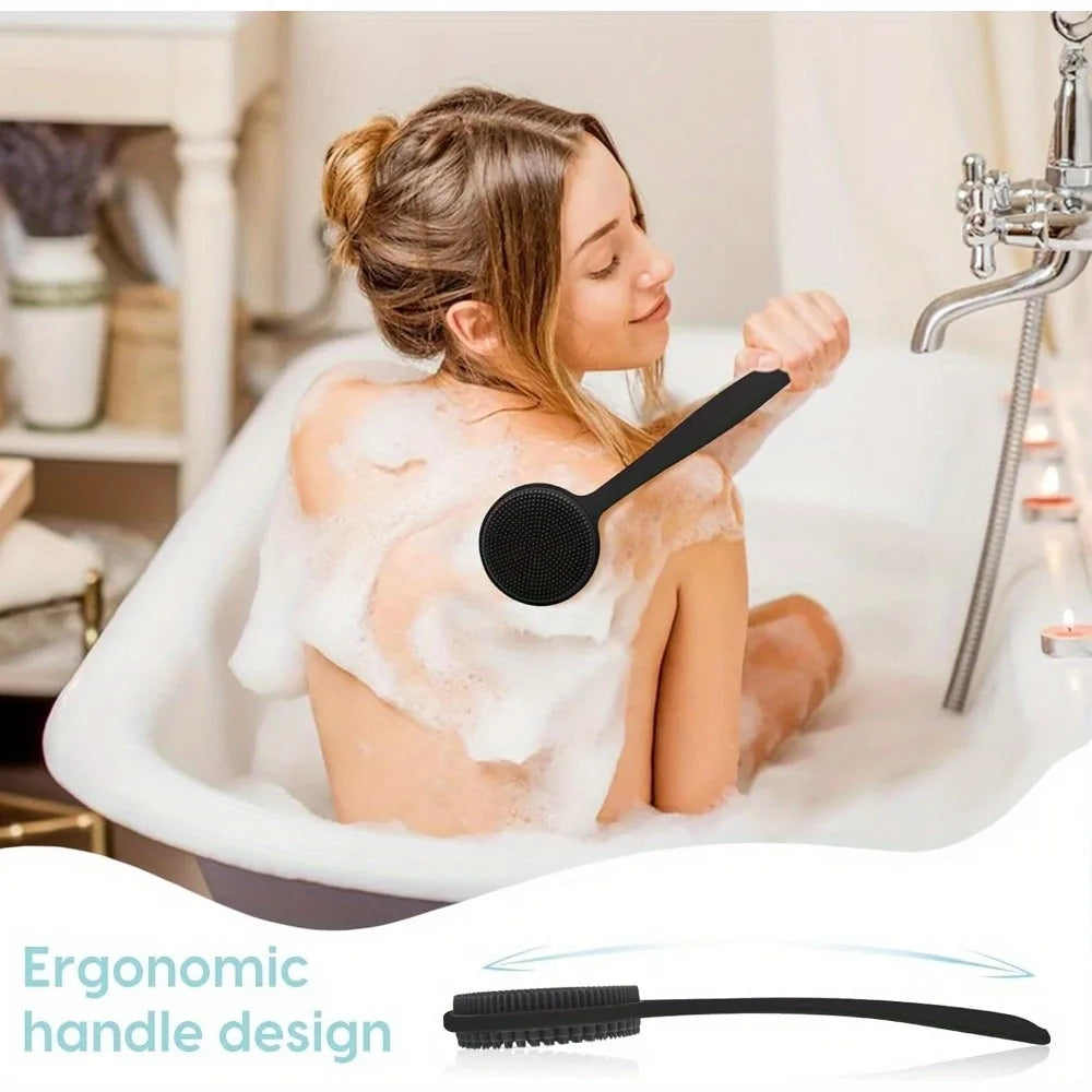 Bath back brush, suitable for deep body cleansing and exfoliation massage during showers, with soft bristles on both sides