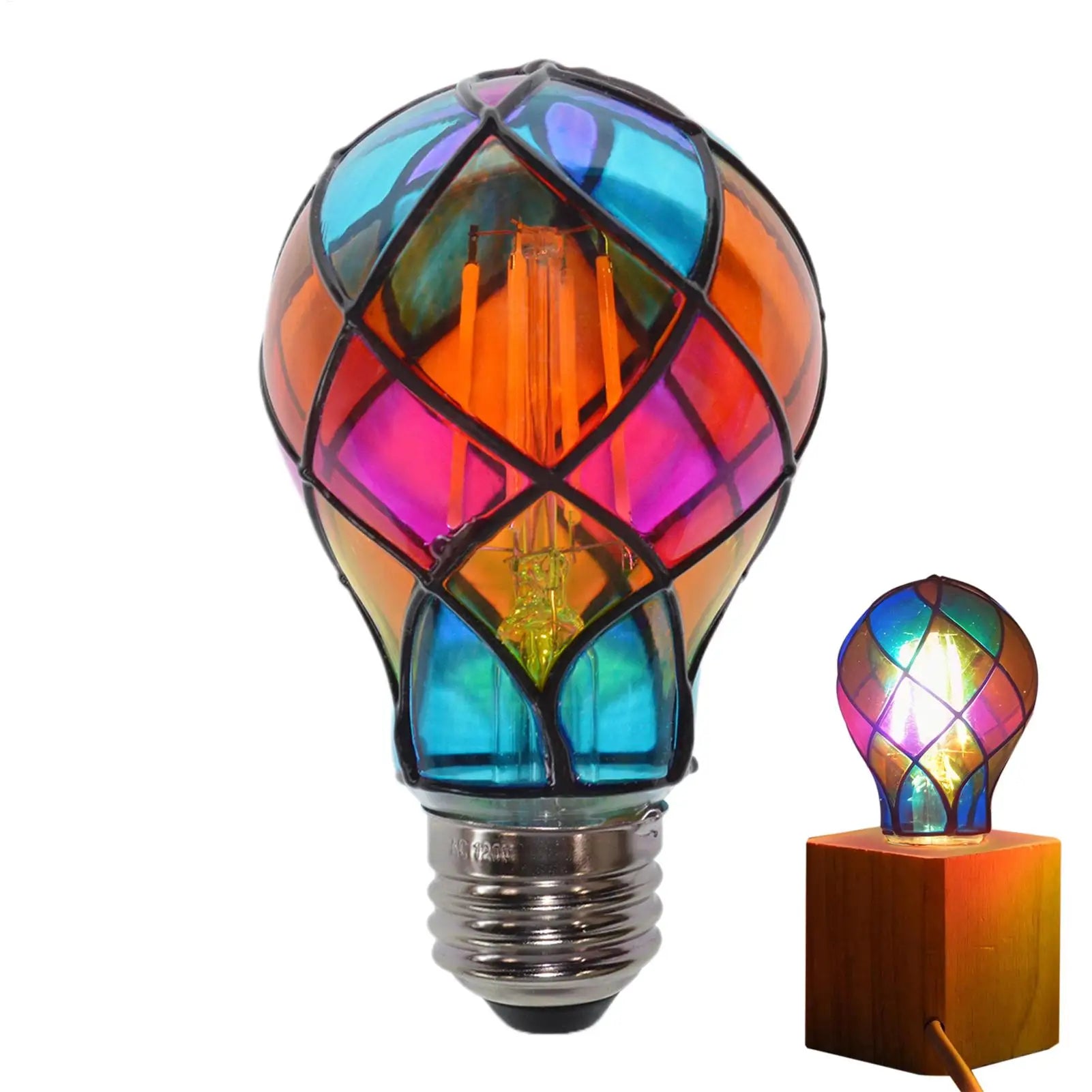Stained Glass Light Bulb E26 E26 4W 120V Colorful LED Romantic Lighting For Christmas Party Festive Bedside Lamp Indoor decor