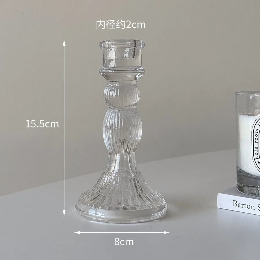 Candle Holders Retro Transparent Glass Candle Holders Suitable For Pillar Candles, Weddings, Holiday Parties Decoration