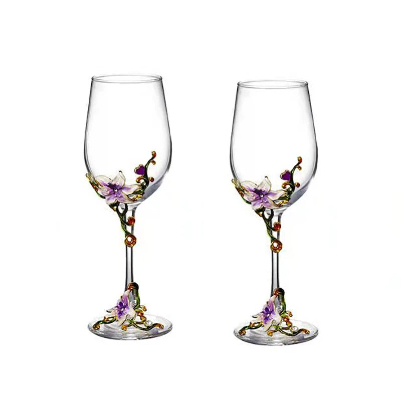 Creative Enamel Crystal Goblet Glasses for Champagne Glass Luxury Glass Cups Glasses of Wine Wineglass Vintage Drinking Cup Set