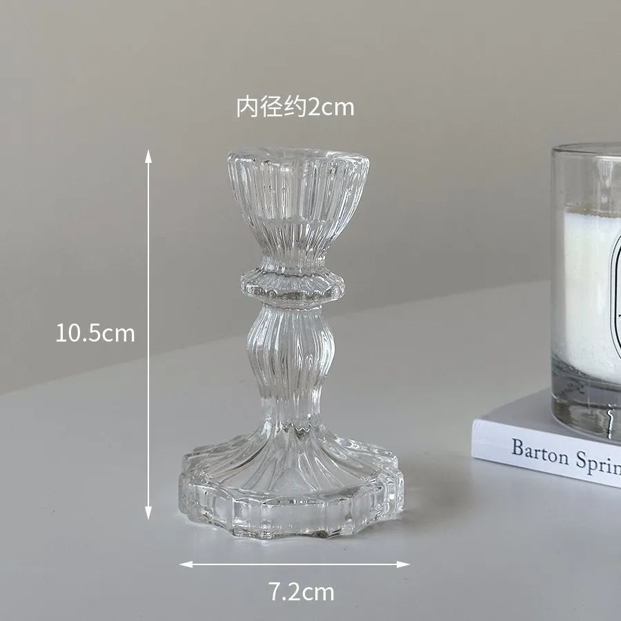 Candle Holders Retro Transparent Glass Candle Holders Suitable For Pillar Candles, Weddings, Holiday Parties Decoration