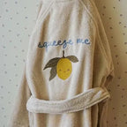 2025 KS Baby Boys Flannel Bathrobe Towel Children's Girls Toddler Girls Cherry Lemon Embroidery Cotton Hooded Bath Towel Pyjamas