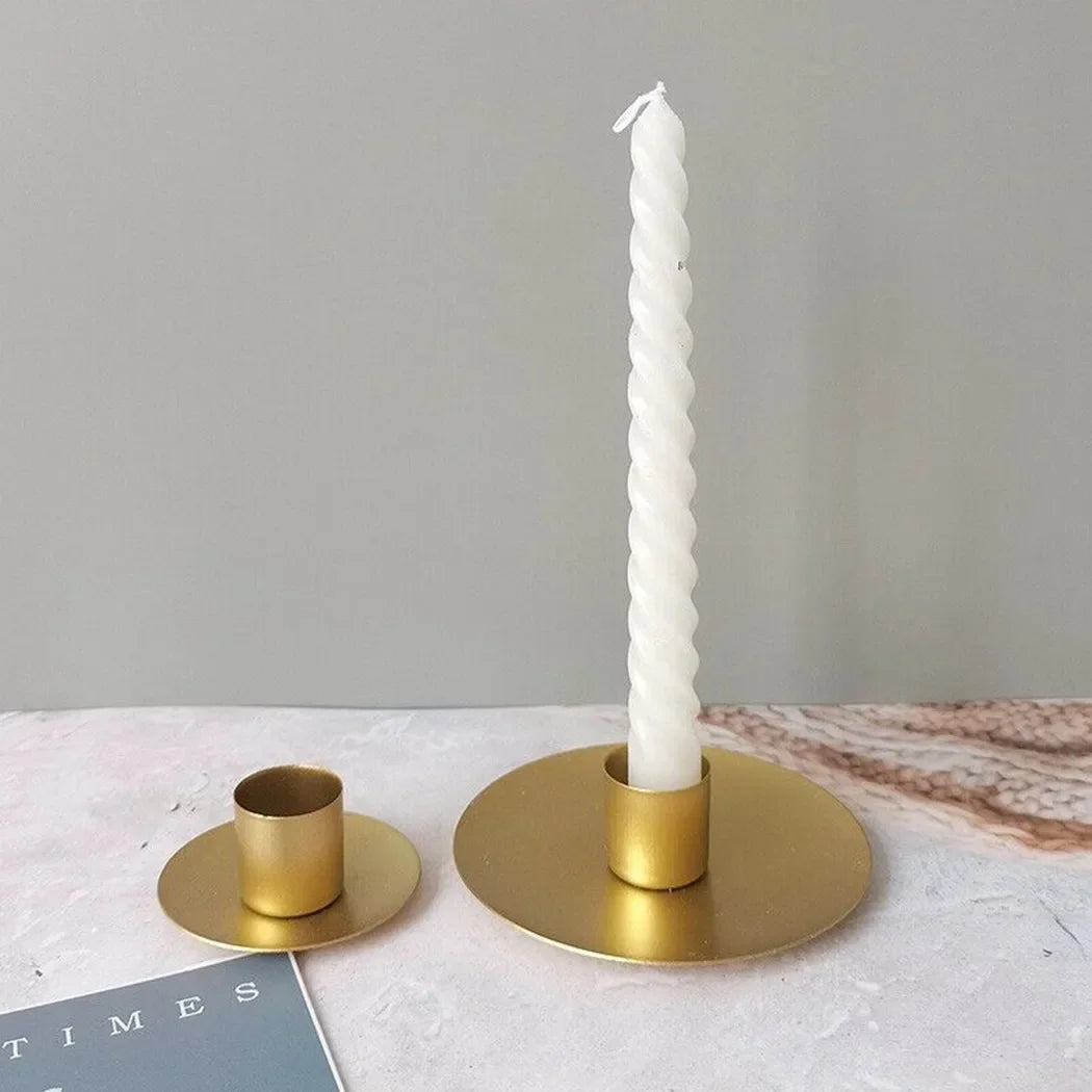Simple Golden Candle Holders Metal Desktop Candlestick For Wedding Party Festival Candelabra Art Gifts Home Decor Candle Holders