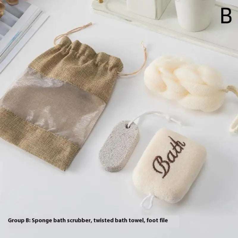 Spa Shower Gift Set for Women - Complete Bathing Kit with Sisal Gloves, Back Scrubber & Foot Care Tools