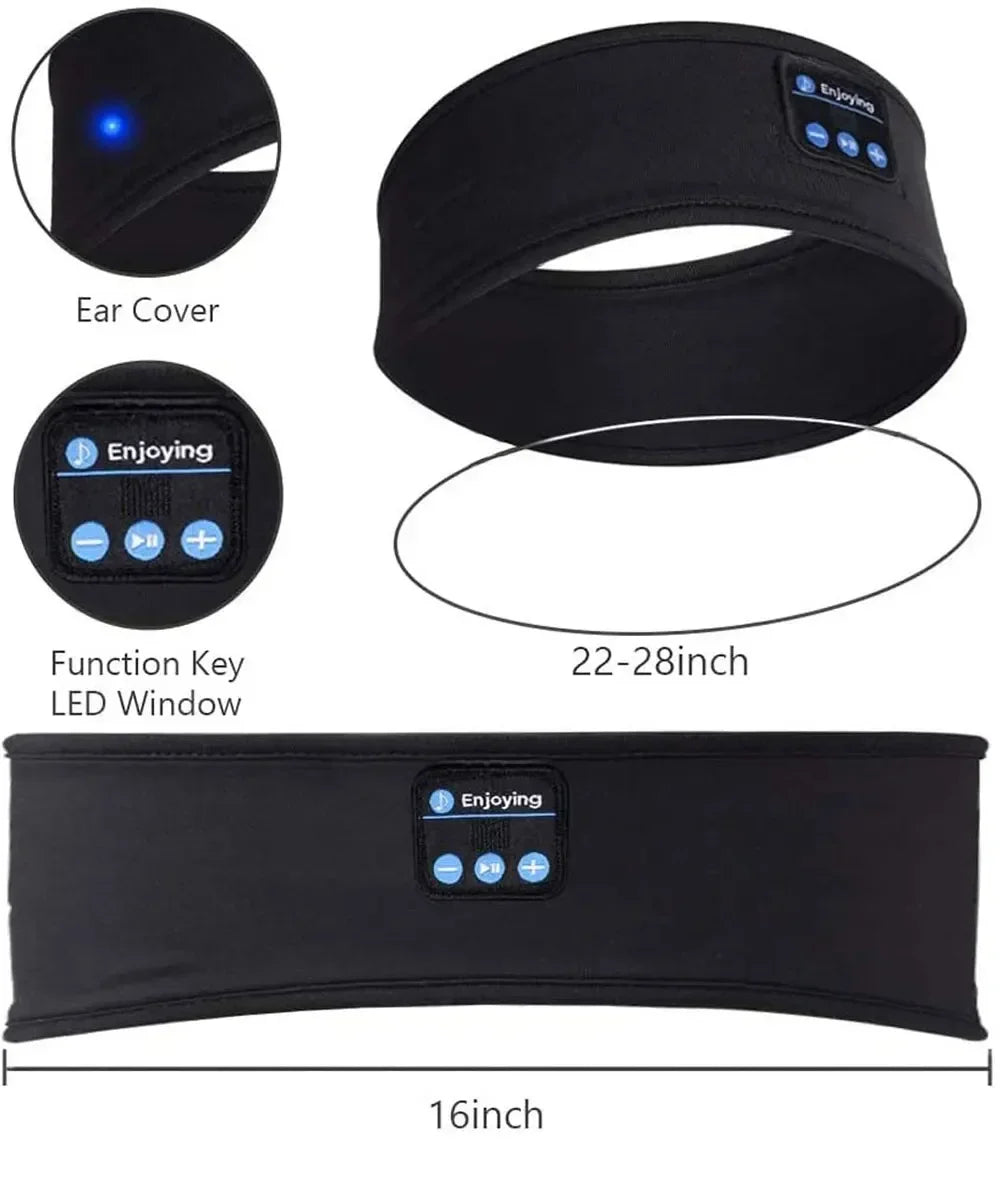 Sleep Eye Mask with Bluetooth 5.0 Headphones Soft Elastic Comfortable Headband ASMR Sleeping  Band 10H Music