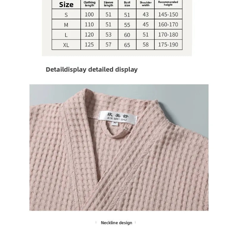 Women Men Bath Robe Waffle Shower Sleepwear Nightgowns Robe Male Female Bathrobe Long Woman Man Pajamas