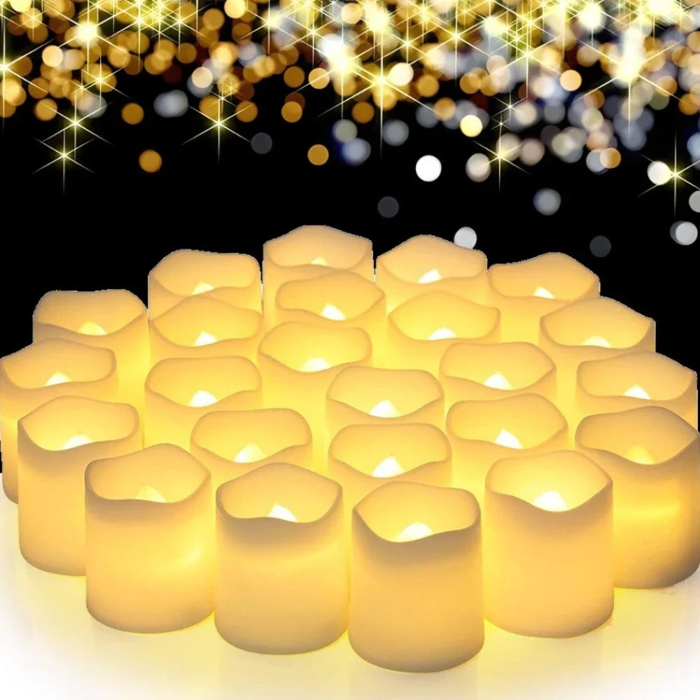 12/24Pcs Flameless LED Tea Lights Candles 100+ Hours Battery-Powered Tealight Candle for Party Wedding Birthday Home Decoration