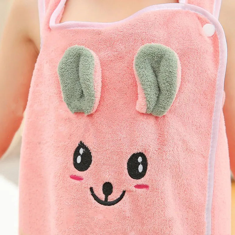 Children's bathrobe super absorbent bath towel soft and lint-free wrap-around bath dress for girls 3-15 years old