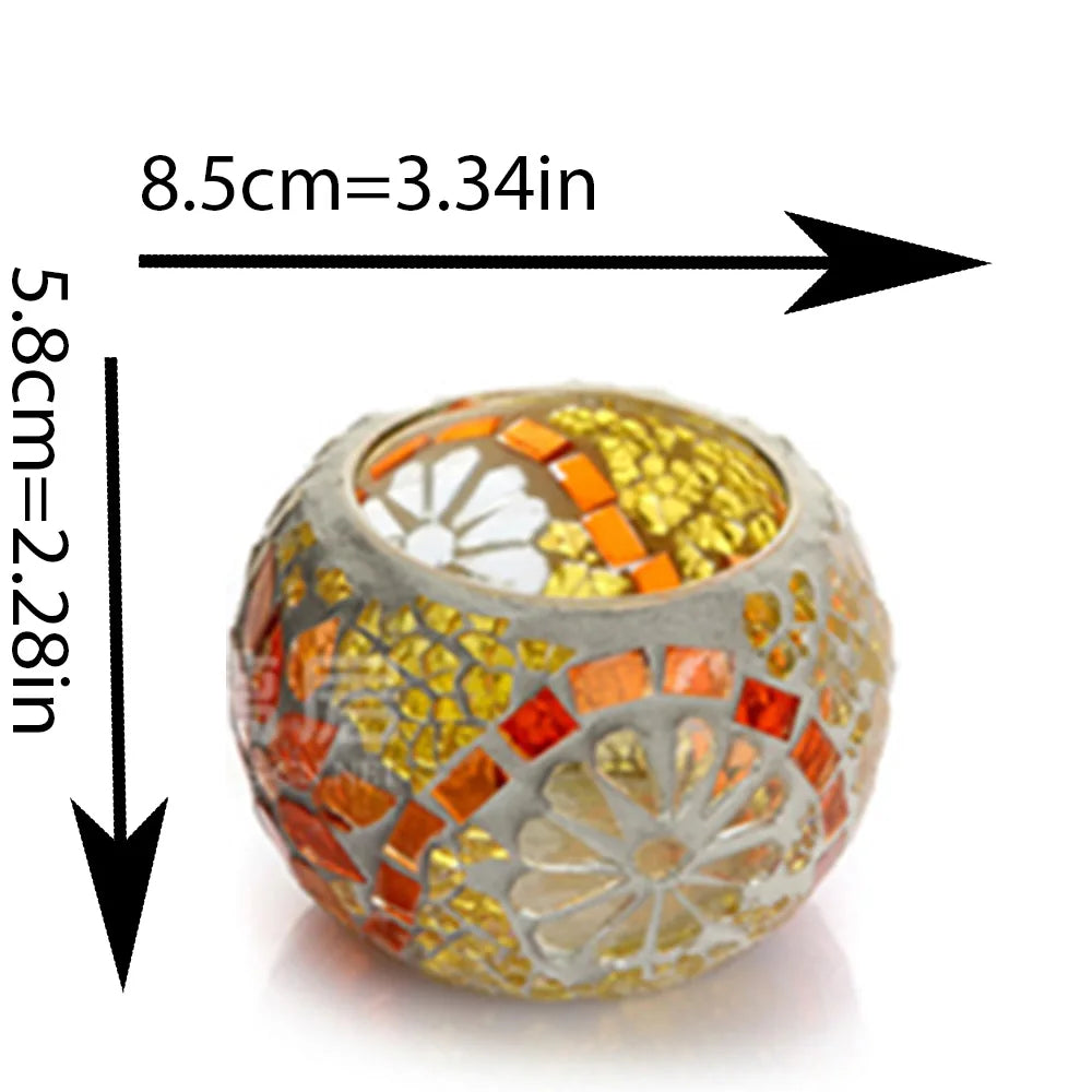 1 Piece Moroccan Style Candle Holder Glass Handmade Patch Romantic Candlelight Dinner Bar Home Restaurant Decoration Ornaments