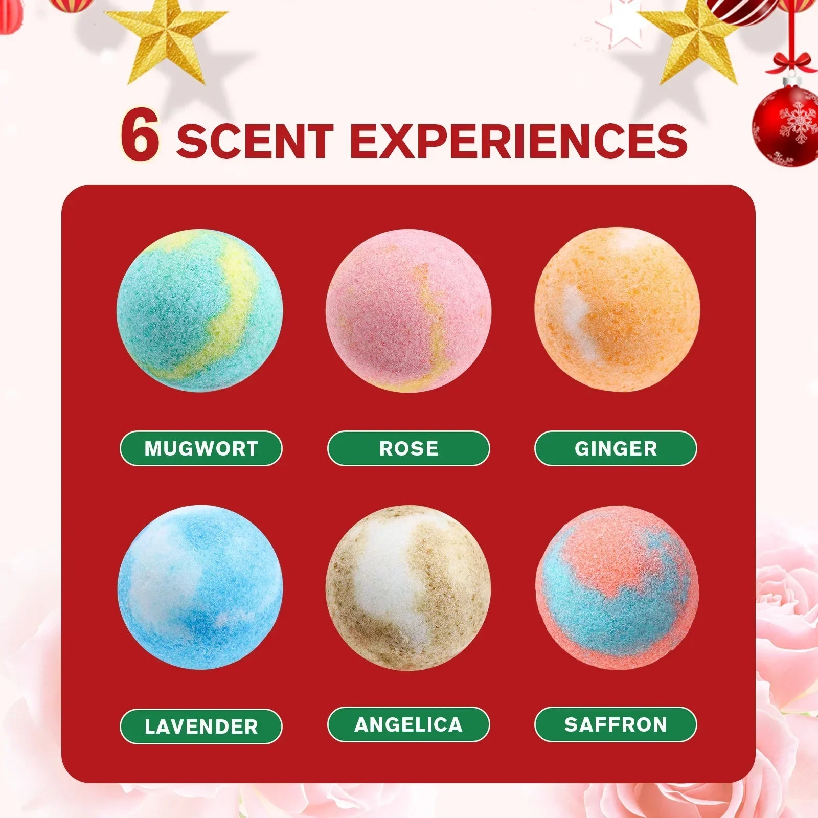 12 Pcs Christmas Bath Bomb Set Sea Salt Bath Softening Keratin Remove Dead Skin for Foot Spa Relaxing Gift Box for Women Men