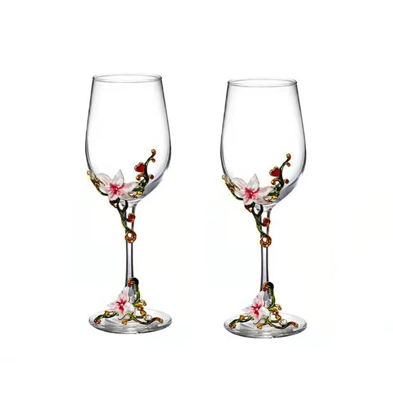 Creative Enamel Crystal Goblet Glasses for Champagne Glass Luxury Glass Cups Glasses of Wine Wineglass Vintage Drinking Cup Set