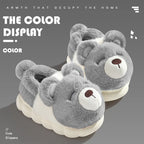 Cute Cozy Cartoon Bear Slippers for Women – Plush Winter Indoor Spa Comfort