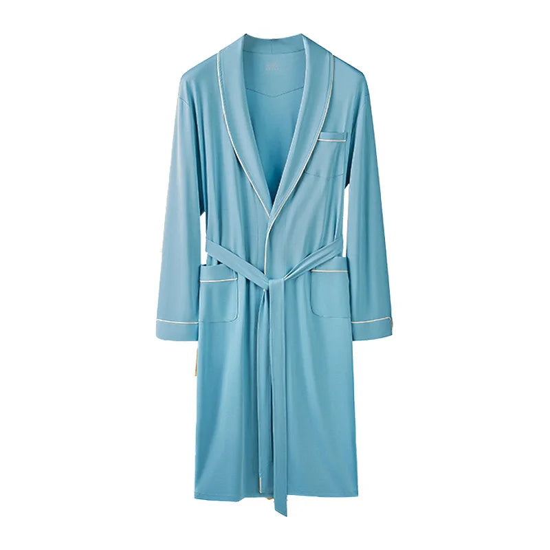 Men Robes Ultra Fine Modal Lounge Robe for Autumn and Winter Soft Silky Bath Robe for Men