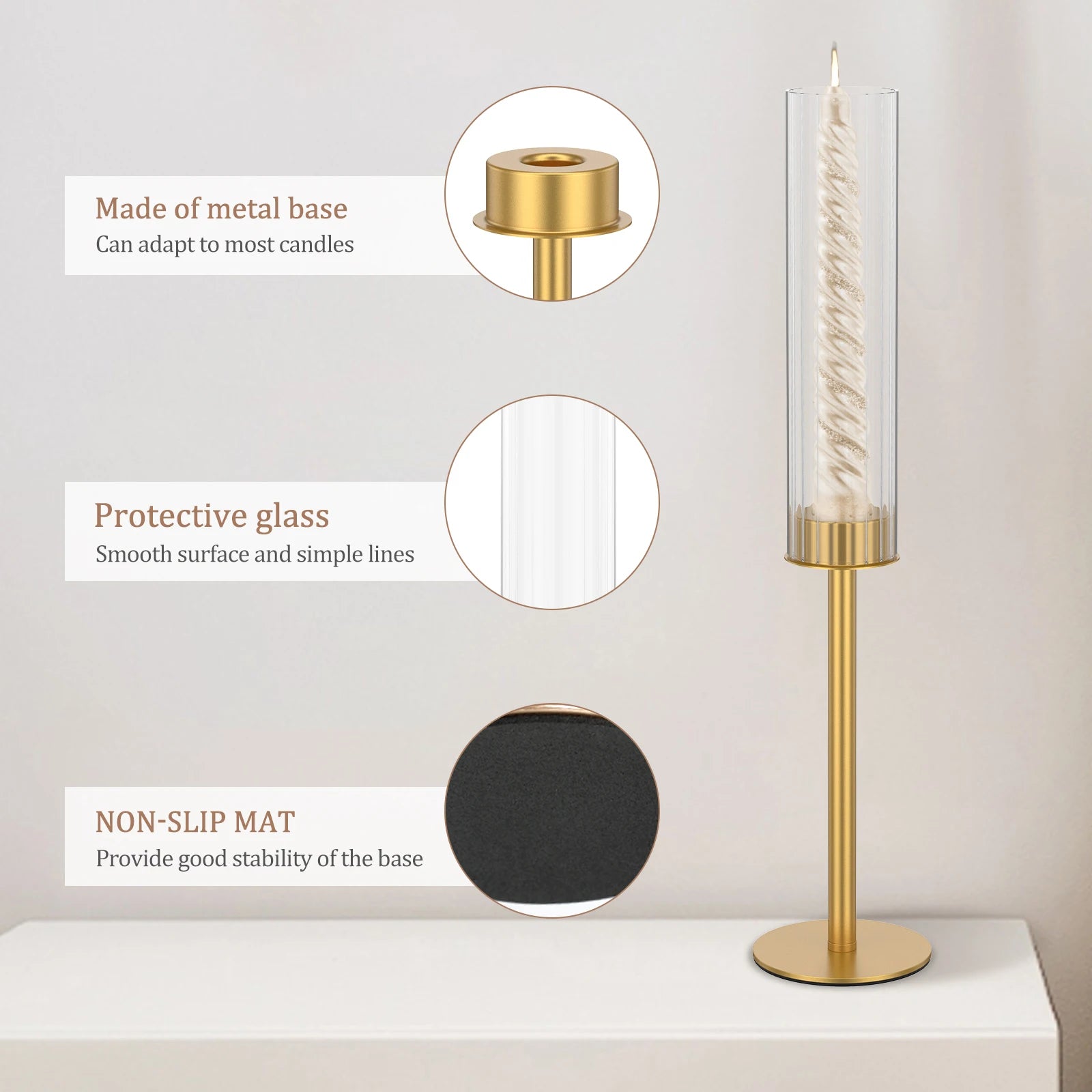 Vintage Elegant Metal Tabletop Candle Holders Suitable Hurricane Candle Holder for Wedding Anniversary Home Hotel Decoration