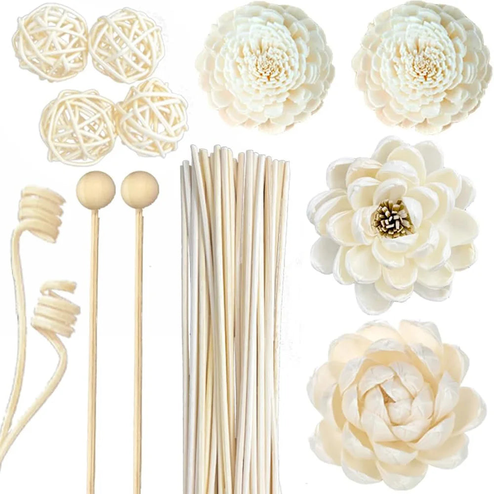 32pcs Reed Diffuser Sticks Set Multi-Style Natural Rattan for Essential Oil & Home Fragrance