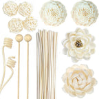 32pcs Reed Diffuser Sticks Set Multi-Style Natural Rattan for Essential Oil & Home Fragrance