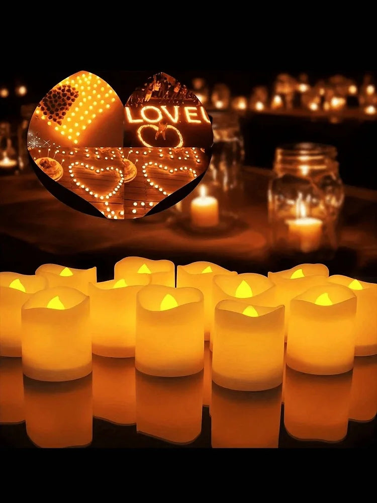 Flickering LED Ivory Electronic Candle, Flameless Tealight Candle, Battery Operated LED Tealight Candle, Ideal for Weddings, Tab