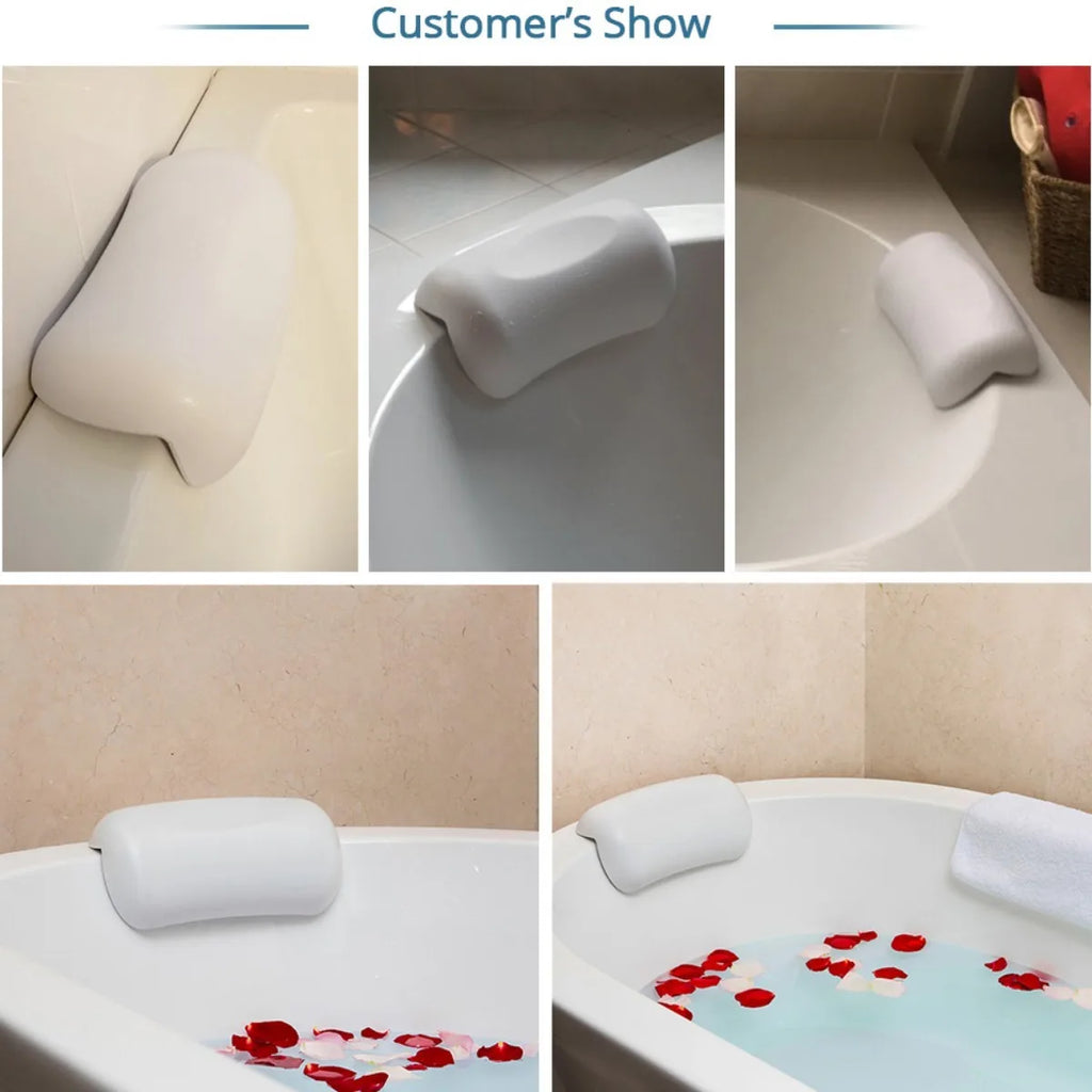 Non-slip Bathtub Headrest Cushion SPA Bath Pillow Soft Waterproof Bath Pillows with Suction Cups Easy To Clean for Bathroom