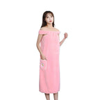 Bath Towel Wrap Dress for Women - Long Style Skirt, Quick-Dry Hair, Wearable and Washable Polyester Robe Quick-Dry  Compressed